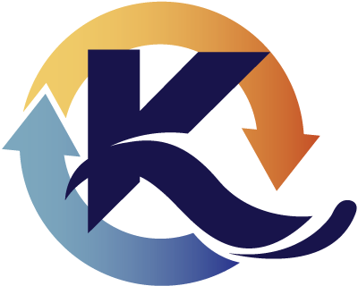 Koloski K in a circular arrows icon from logo